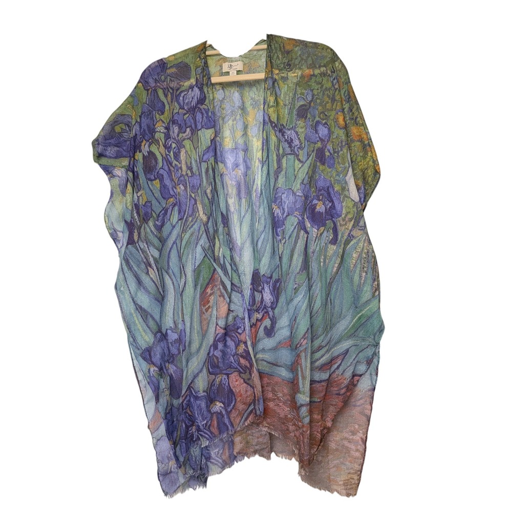JC‎ Sunny Just Classic Art To Wear Wearable Art Shawl Wrap Irises Van Gogh